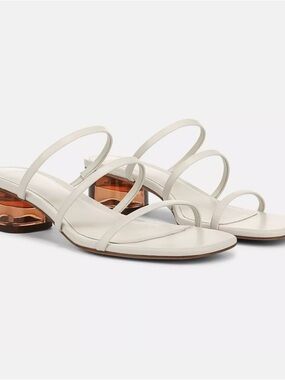 Vince Ivory Strappy Sandals with Amber Block Heel
